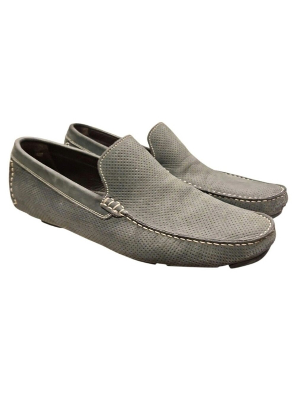 BRUNO MAGLI | Gray Leather Driving Loafers Italy Luxury Slip-On in Size US 12